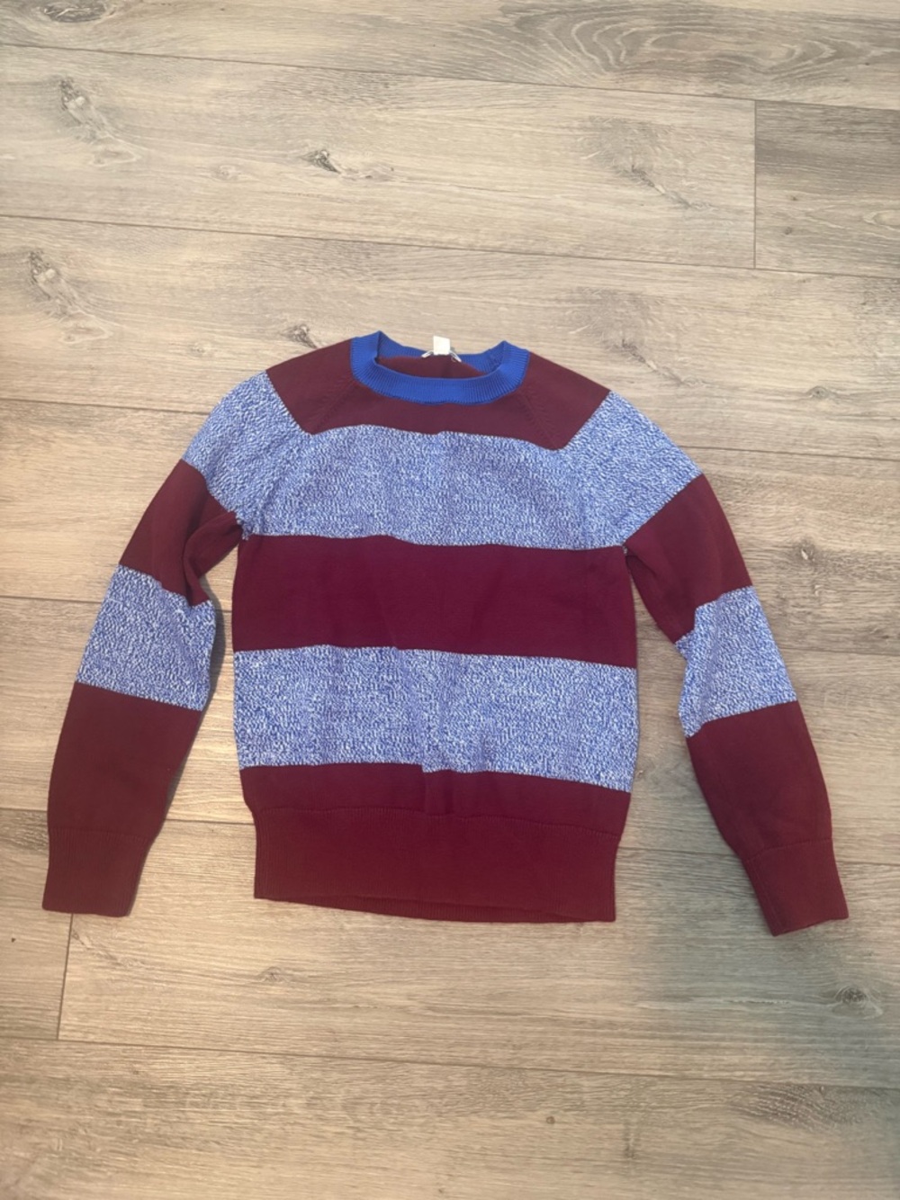 Crewcuts Striped Crewneck Sweater in Burgundy and Blue